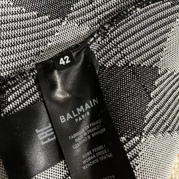 Balmain Gingham Jacquard Long Sleeve Dress - Picture 13 of 14